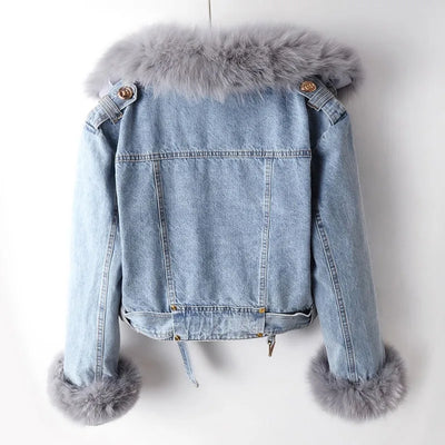 SARAH I KLASSISCHE JEANSJACKE MIT PELZ
